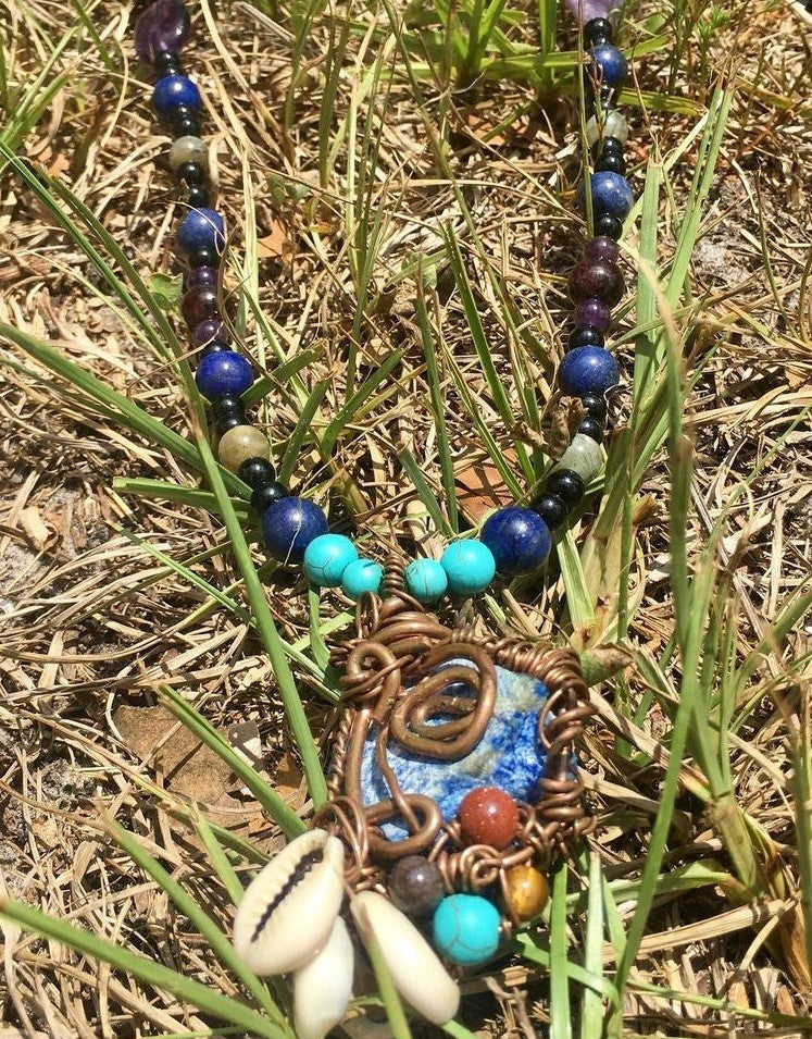 Custom Beaded necklaces and Wrapped Pendants.